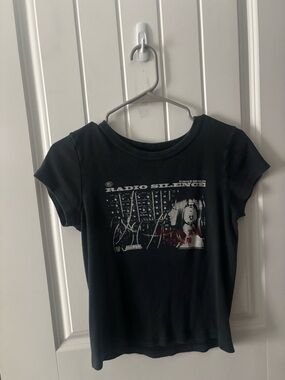 Brandy Melville Black 'Radio Silence' Graphic Tee